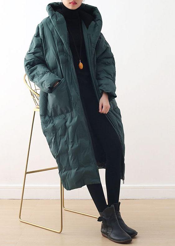 2024 Blackish Green Warm Down Coat Oversize Overcoat