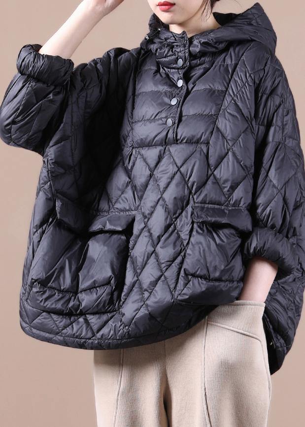 2024 Loose Fitting Winter Jacket Hooded Black Pockets Down Coat-(free Shipping+limited Stock)