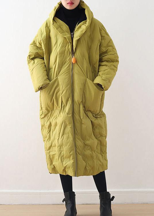 2024 Warm Yellow Down Coat original design literary retro overcoat