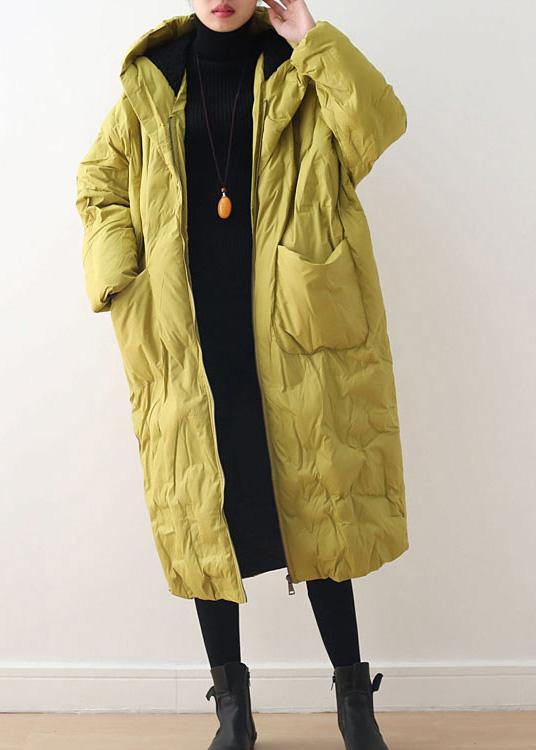 2024 Warm Yellow Down Coat original design literary retro overcoat