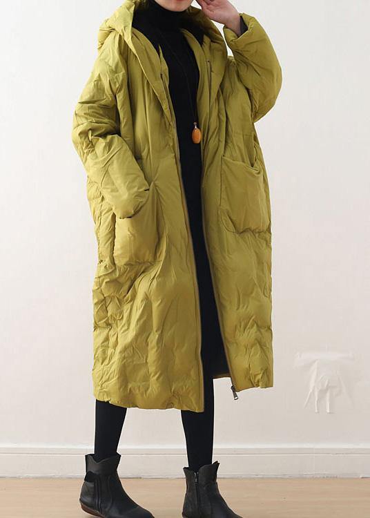 2024 Warm Yellow Down Coat original design literary retro overcoat