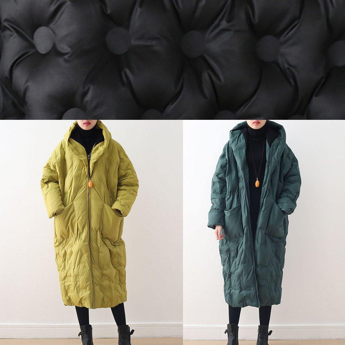 2024 Warm Yellow Down Coat original design literary retro overcoat