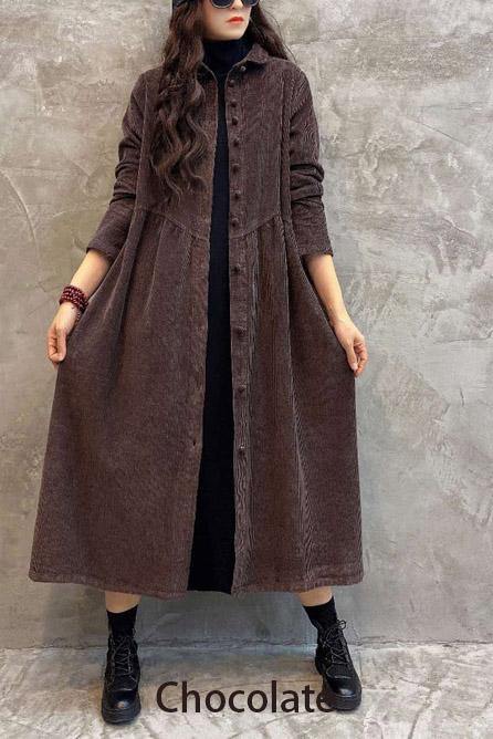 French blackish green corduroy coats Inspiration thick Cinched women coats ( Limited Stock)