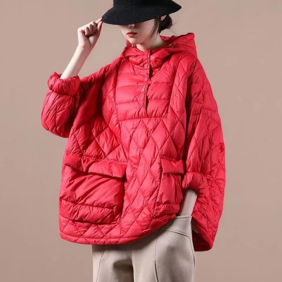 2024 Loose Fitting Winter Jacket Hooded Black Pockets Down Coat-(free Shipping+limited Stock)